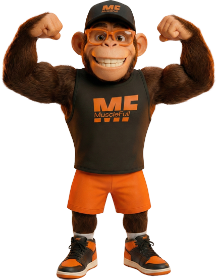 Mascote Muscle mostrando força